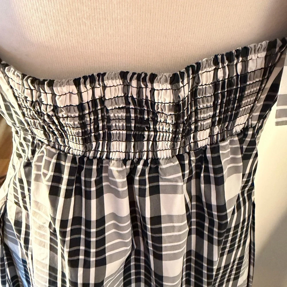 Maeve Anthropology Black & White Plaid Maxi Dress with Tie Straps - Picture 6 of 14